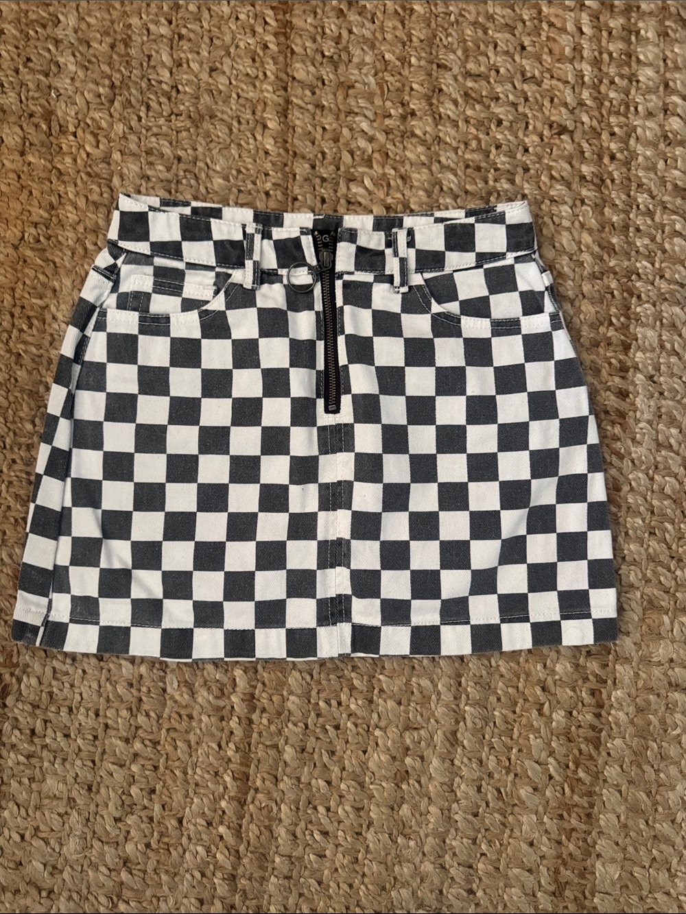BDG Checkerboard Mini Skirt - Black & White size small